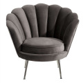 Leisure Furniture Stainless Steel Legs Velvet Shell Shaped Armchair Couch Liivng Room Modern Fabric Sofa